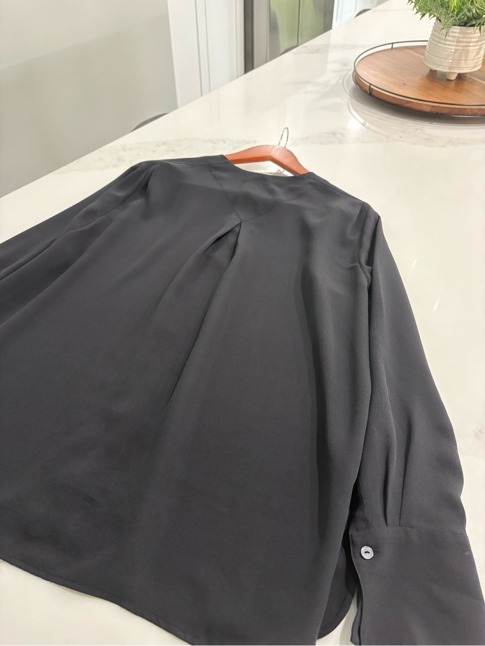 Vince Black Silk Button-Front Blouse - Picture 9 of 10